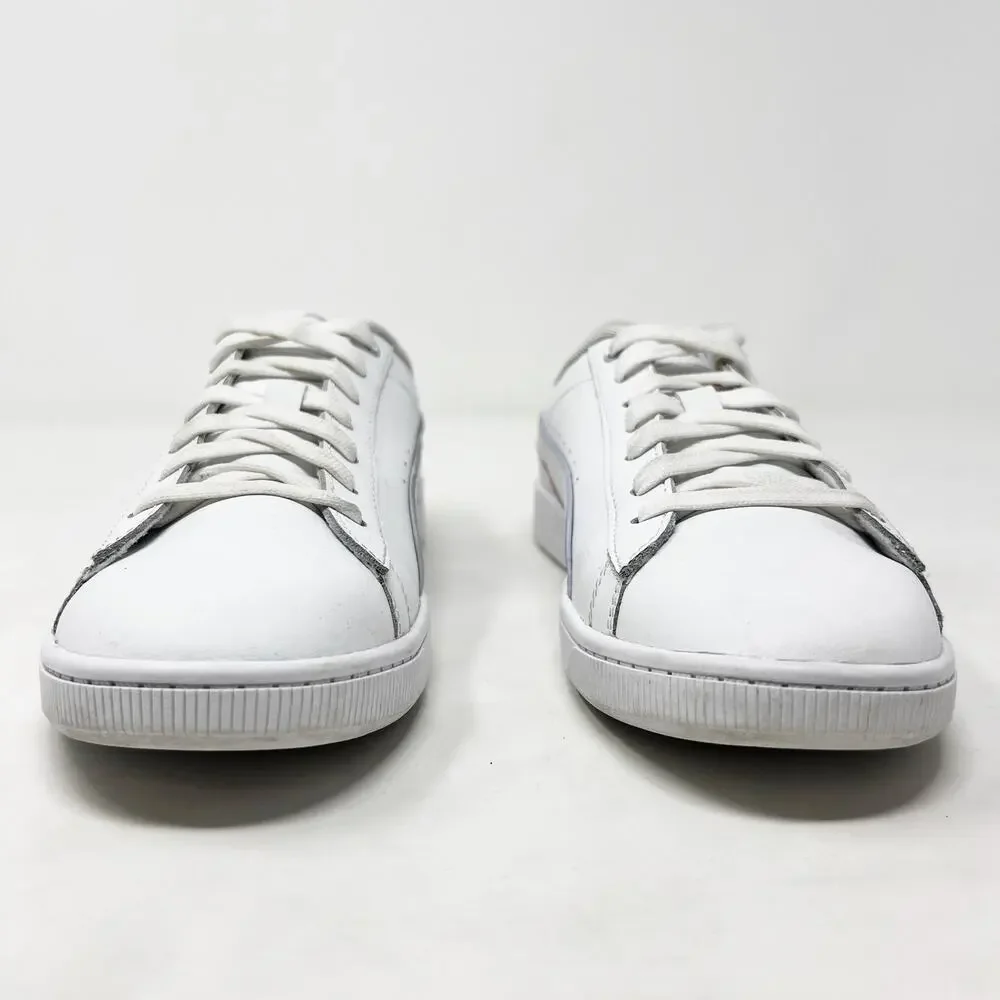 [PUMA] White Vikky V2 Leather Lace Up Casual Sneakers Soft Foam Comfortable Sz 8